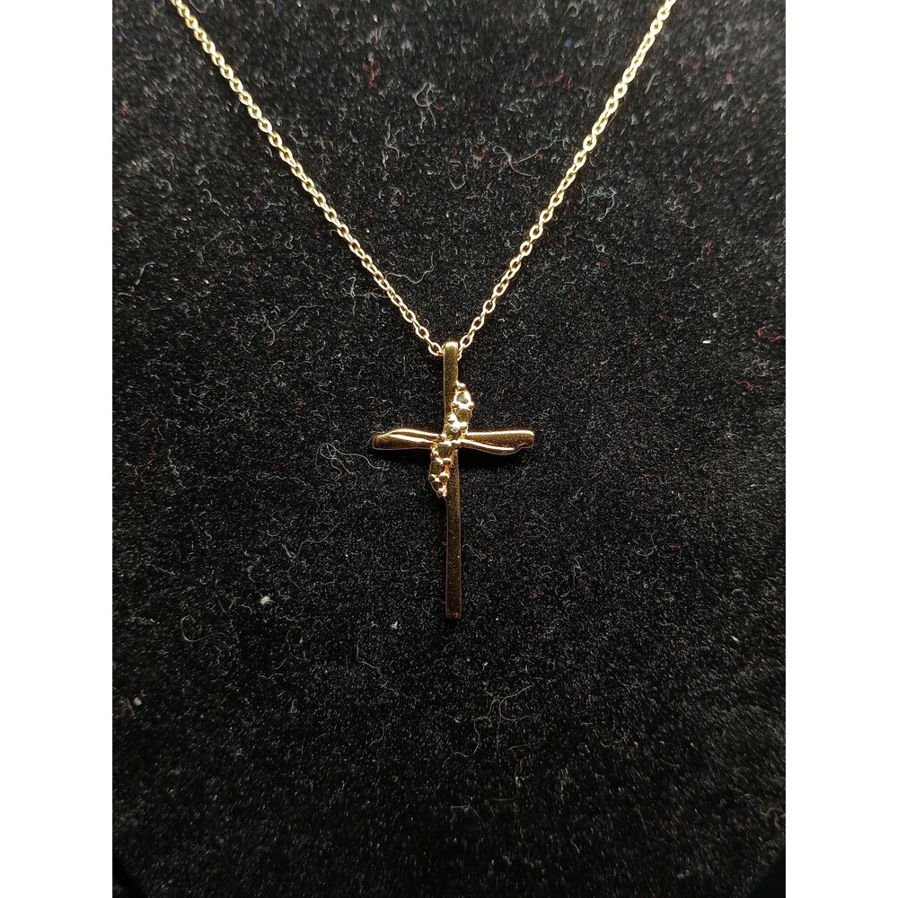 Sterling Silver Gold Tone Cross Necklace